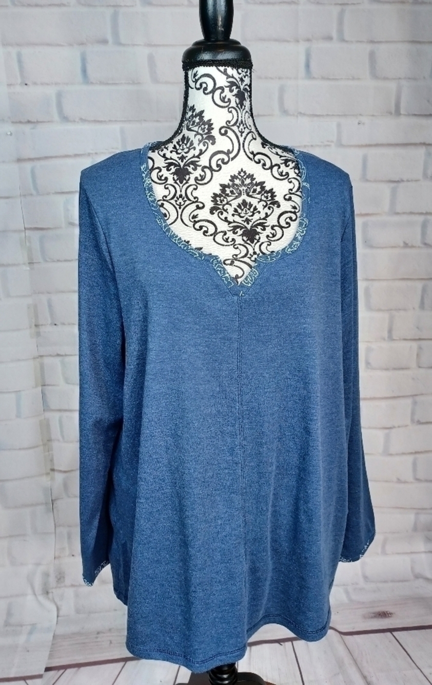 Carole Hochman women's long sleeve stretch knit sleep wear top plus size 1x b11